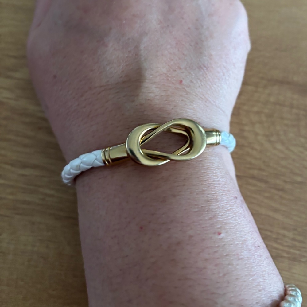 Gold and White Infinity Bracelet